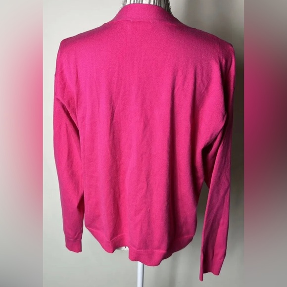 RILEY&RAE Womens Pink Stretch Ribbed Long Sleeve Button Up Sweater S Barbie - Picture 3 of 6